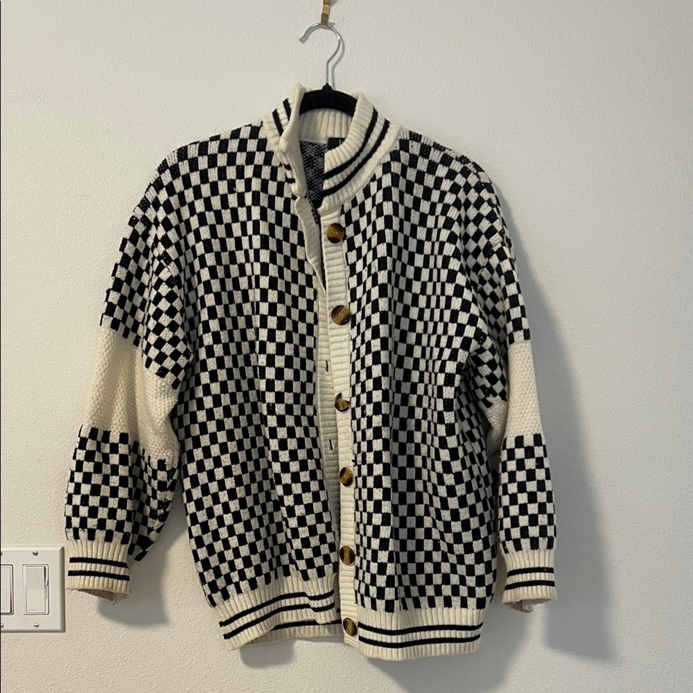 Dressed in LALA Black and White Checkered Sweater